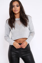 Silver Cropped Glitter Jumper - Dannie