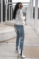 Cream Borg Zip Front Jacket - Danyelle