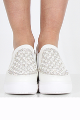 White Sparkle Wedged Skaters - Dara
