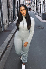 Grey Sweat Drawstring Waist Jumpsuit - Darrah