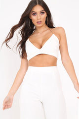 White plunge Gold Ring Bralet Darcia