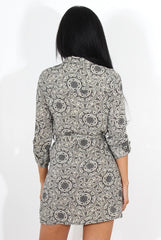 Darcia Black Paisley Print Shirt Dress