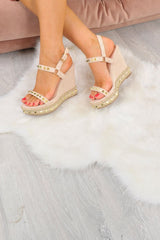 Cream Studded Wedges - Darcy