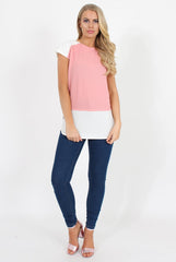 Dark Pink Block Cap Sleeve Tee- Jayla
