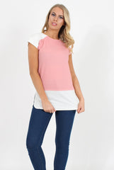 Dark Pink Block Cap Sleeve Tee- Jayla