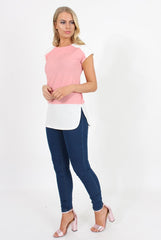 Dark Pink Block Cap Sleeve Tee- Jayla