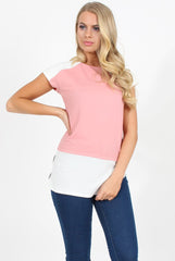 Dark Pink Block Cap Sleeve Tee- Jayla