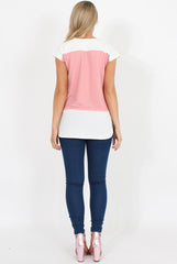 Dark Pink Block Cap Sleeve Tee- Jayla