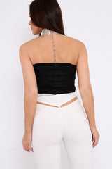 Black Gathered Middle Bandeau Crop Top - Darlah