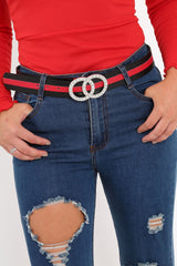 Black Peal Clasp Stripe Belt - Daryn