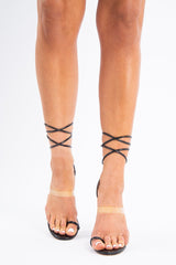 Black Patent Snake Strappy Heels - Dasie