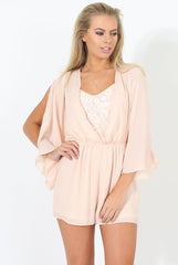 Nude Lace Panel Playsuit - Dawn