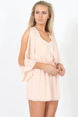 Nude Lace Panel Playsuit - Dawn