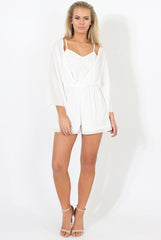 White Lace Panel Playsuit - Dawn