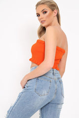 Orange Knit Ribbed Bandeau Top - Daylee