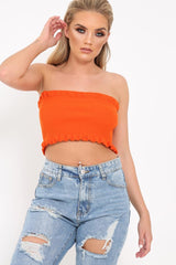Orange Knit Ribbed Bandeau Top - Daylee