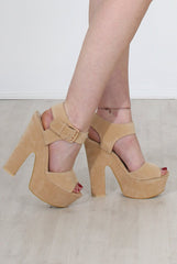 Kali Beige Suede Platform Heels