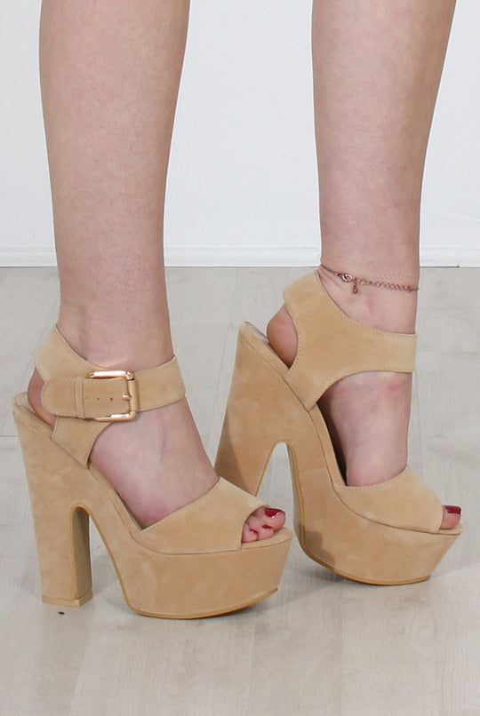 Kali Beige Suede Platform Heels