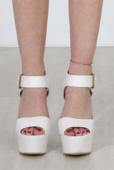 Kali White PU Platform Heels
