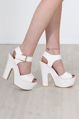 Kali White PU Platform Heels