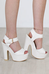 Kali White PU Platform Heels