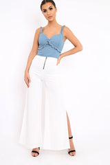Denim Ruffle Crop Top - Debby