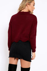Wine Lace up Jumper - Deena
