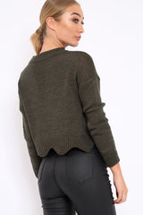 Khaki Lace up Jumper - Deena
