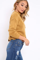 Mustard Lace up Jumper - Deena
