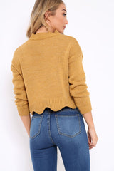 Mustard Lace up Jumper - Deena