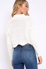 Cream Lace up Jumper - Deena