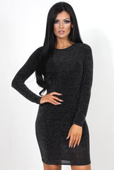 Delara Black Drooped Back Dress