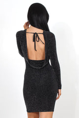 Delara Black Drooped Back Dress