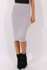 Lilac Ribbed High Waisted Midi Skirt - Della