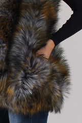 Greyish Blue Faux Fur Gilet - Demi