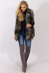 Greyish Blue Faux Fur Gilet - Demi