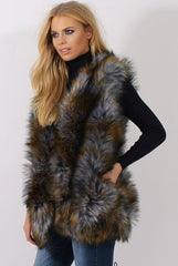Greyish Blue Faux Fur Gilet - Demi