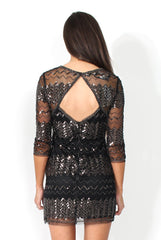 Demi Black Sequin Cut Out Back Dress