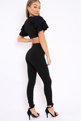 Black Frill Sleeve Co-ord Set - Demmie