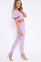 Lilac Frill Sleeve Co-ord Set - Demmie