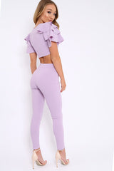 Lilac Frill Sleeve Co-ord Set - Demmie