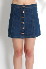 Una Denim Button Front Skirt