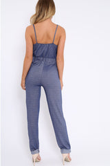 Blue Denim Look Cami Jumpsuit - Jayden