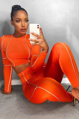 Orange Piped Crop Top Legging Co-ord - Deona