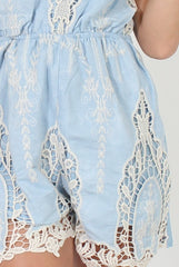 Light Blue Crochet Playsuit - Delilah