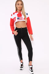 Red Cropped USA Rugby Shirt - Devani
