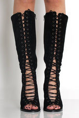 Devon Black Suede Knee High Boots