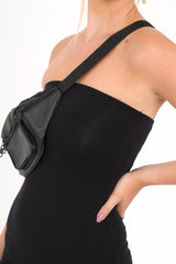 Black Faux Leather Bum Bag - Dia
