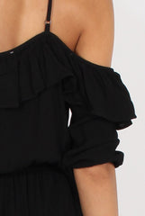 Black Cold Shoulder Frill Layer Playsuit - Diana