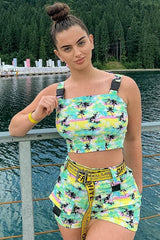 Palm Tropical Print Utility Crop Top Shorts Co-ord - Tala